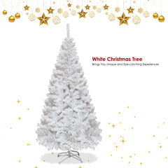 5/6/7/8 Feet White Artificial Christmas Tree with Metal Stand-6 ft