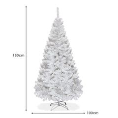 5/6/7/8 Feet White Artificial Christmas Tree with Metal Stand-6 ft