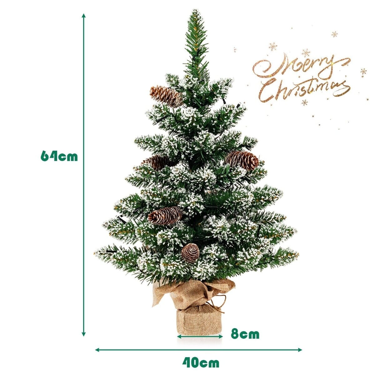 2 Feet Mini Tabletop Artificial Christmas Tree with LED Light