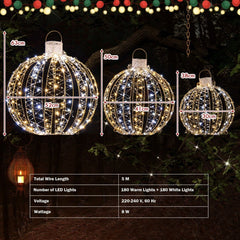 3 Pieces Christmas LED Ball Lights in Golden, image 4