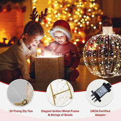 3 Pieces Christmas LED Ball Lights in Golden, image 5