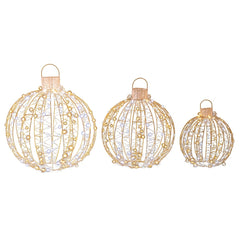 3 Pieces Christmas LED Ball Lights in Golden