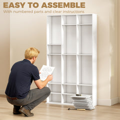 HOMCOM 835 CD/500 DVD Storage Unit, Blu-ray Media Storage Shelf with 27 Compartments and 21 Adjustable Shelves, White