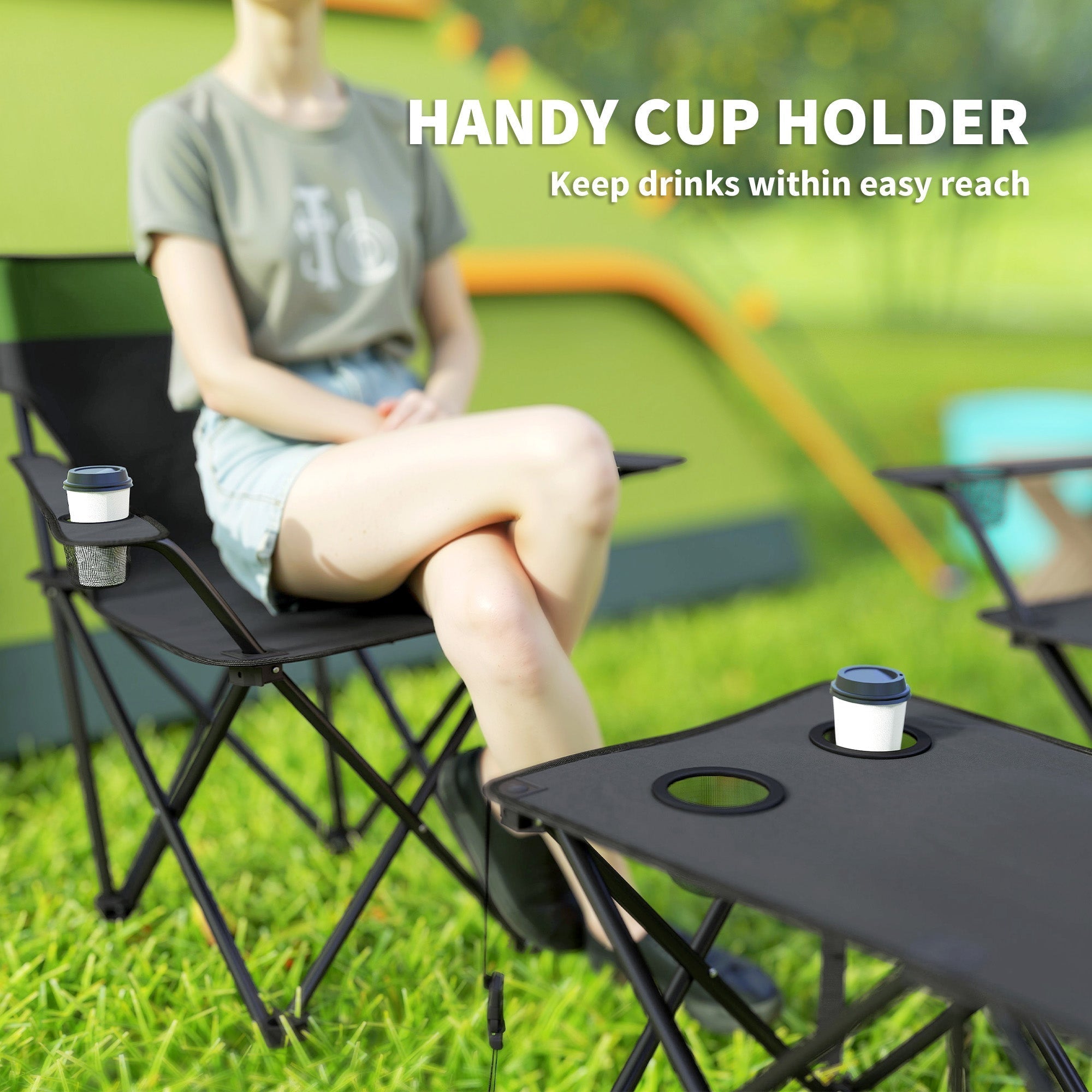 Outsunny Four-Piece Portable Picnic Table Set - Green