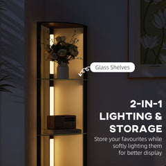 HOMCOM LED Floor Lamp with Shelves, Dimmable Standing Lamp with Foot Switch for Living Room, Bedroom, Black