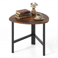 Coffee Table Triangle Center Table with Metal Legs Industrial Accent Sofa Table-Rustic Brown on a white background