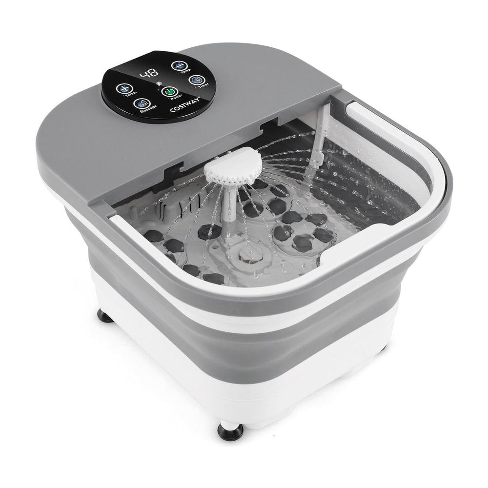 Collapsible Foot Spa Massager Bath Tub grey with water and shower head