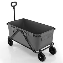 Collapsible Foldable Wagon Cart with Adjustable Handlebar-Grey