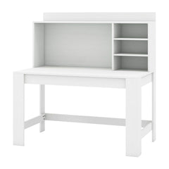 Computer Desk with 3 storage shelves and cable hole in white