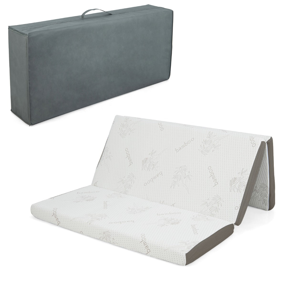 Cooling Gel Memory Foam Folding Mattress with Bamboo Cover and Mesh Border Fabric-L