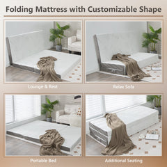 Cooling Gel Memory Foam Folding Mattress with Bamboo Cover and Mesh Border Fabric-L