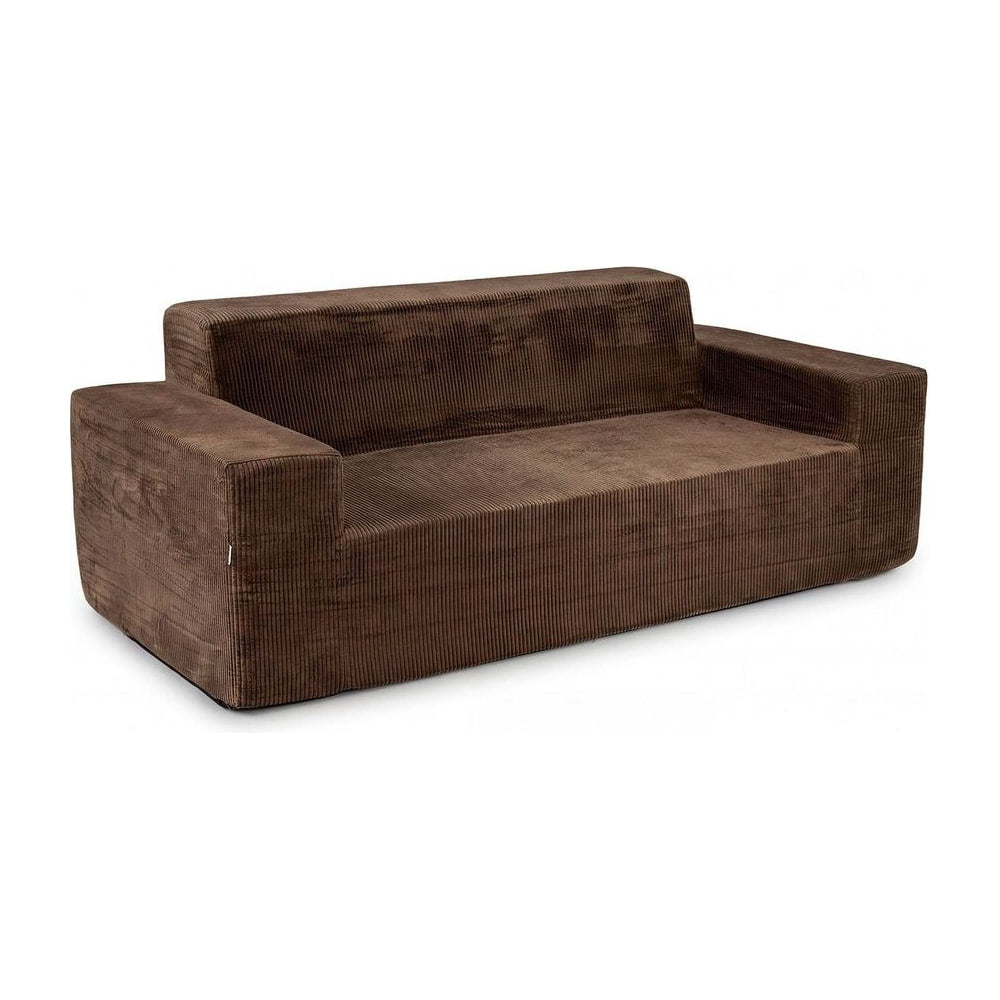 Corduroy 3-Seater Sofa No Assembly Needed in brown against a plain white background
