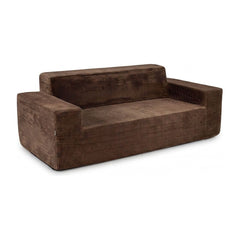Corduroy 3-Seater Sofa No Assembly Needed in brown against a plain white background