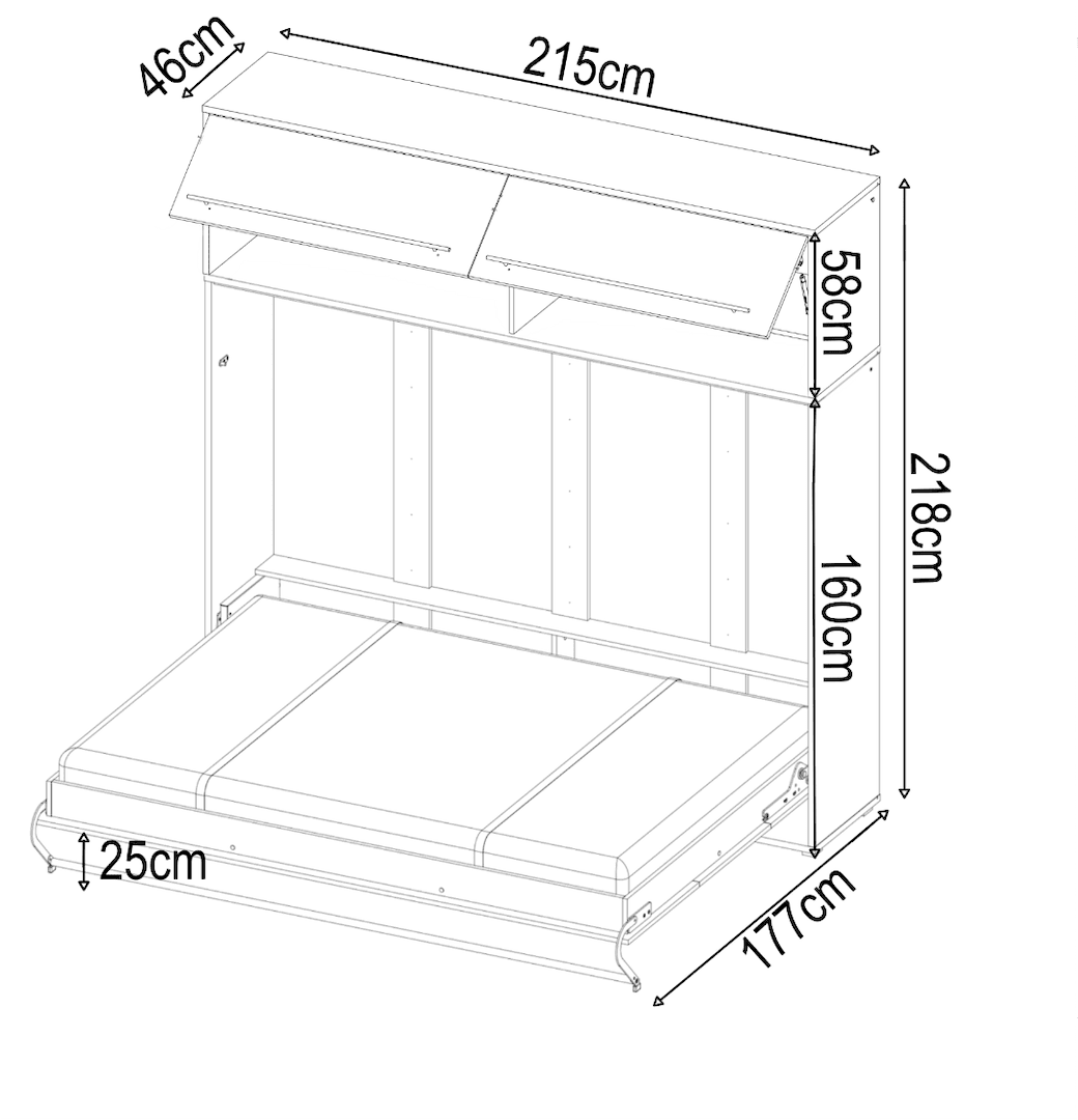 CP-04 Horizontal Wall Bed Concept Pro 140cm with Over Bed Unit