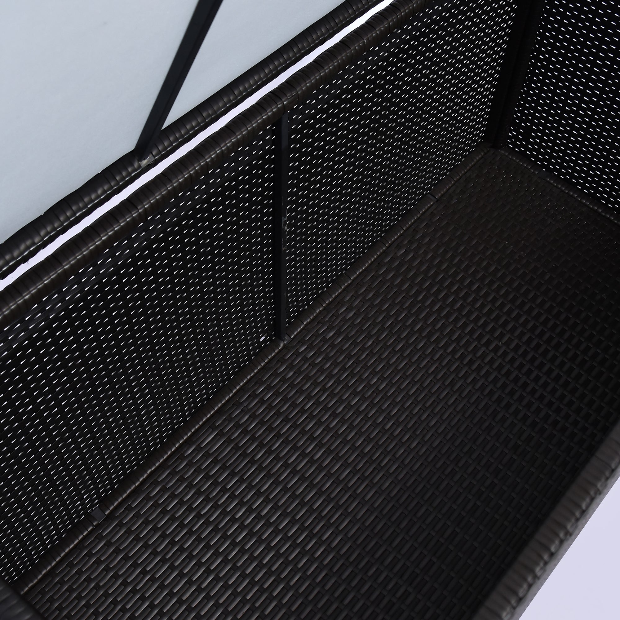 Outsunny 284 L Rattan Garden Storage Box, Outdoor Garden Storage Box with Gas Lift and Lockable Lid, Outdoor Wicker Rattan Chest Container for Garden Tools, 118 x 54 x 59 cm, Dark Brown