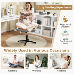 Criss Cross Legged Chair No Wheels with Wide Padded Seat-Grey