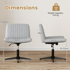 Criss Cross Legged Chair No Wheels with Wide Padded Seat-Grey