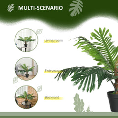 Outsunny 2 Pack 60cm Artificial Palm Tree Decorative Plant with Nursery Pot, Fake Tropical Tree for Indoor Outdoor Decor