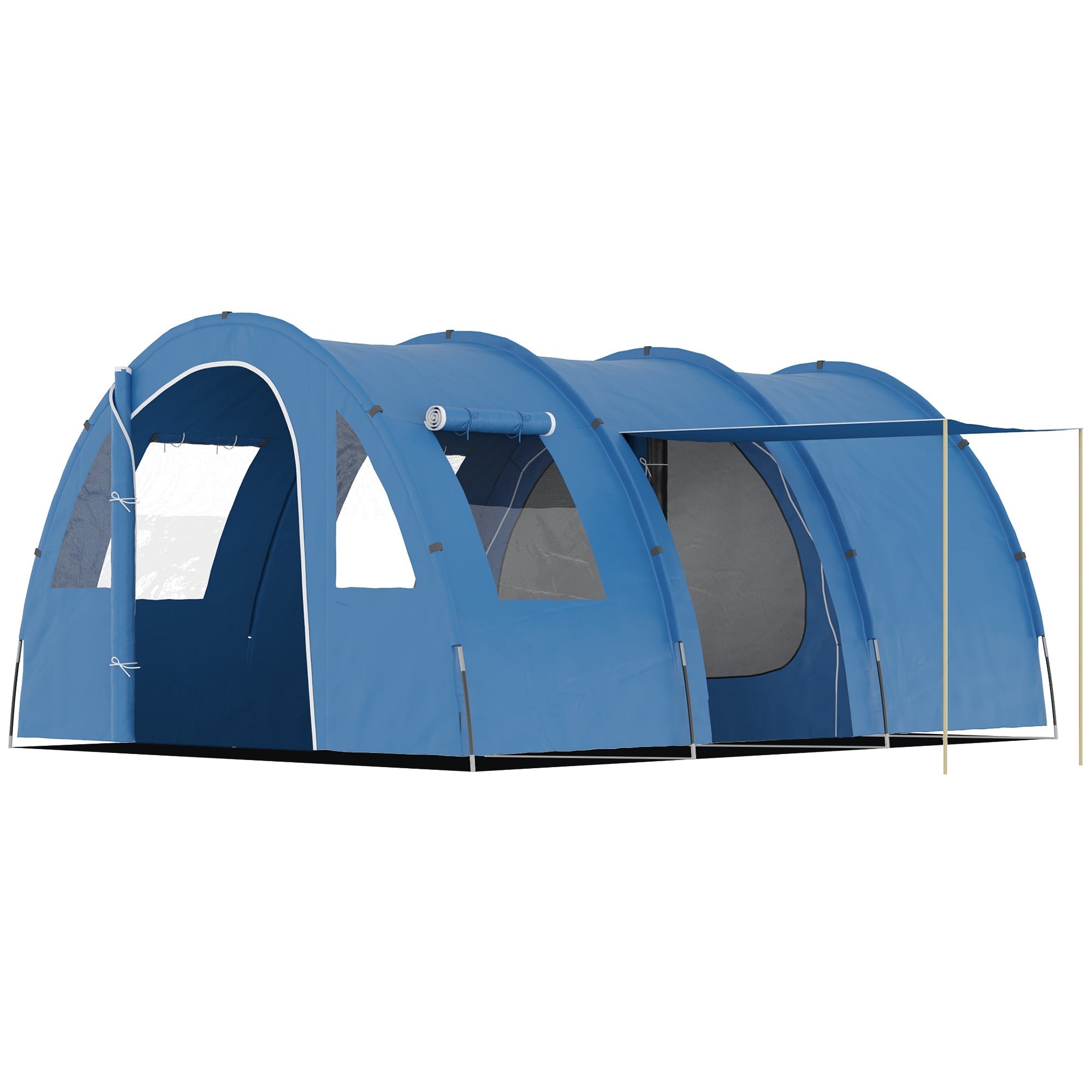 Outsunny 5-6 Man Camping Tent with 2 Room, Floor and Carry Bag - Blue