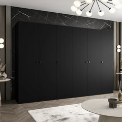 A black Parma I Hinged Door Wardrobe 300cm in a contemporary room