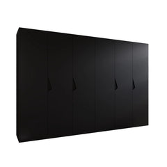 The hinged wardrobe in a black finish shown from the front