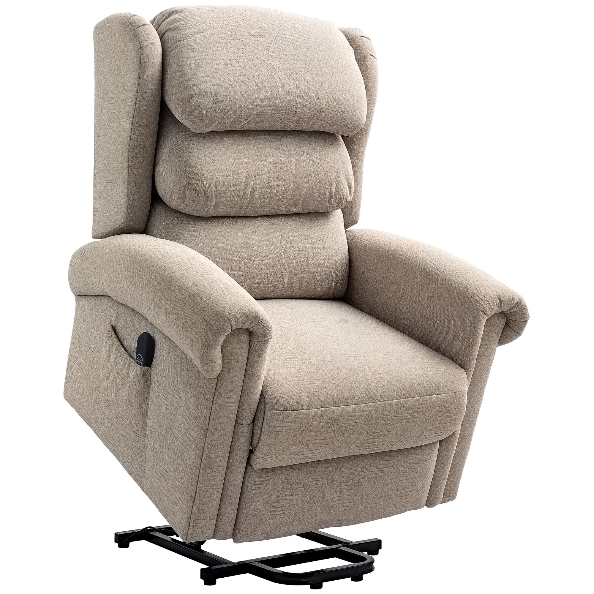 HOMCOM Velvet-Feel Electric Riser Recliner Chair - Khaki