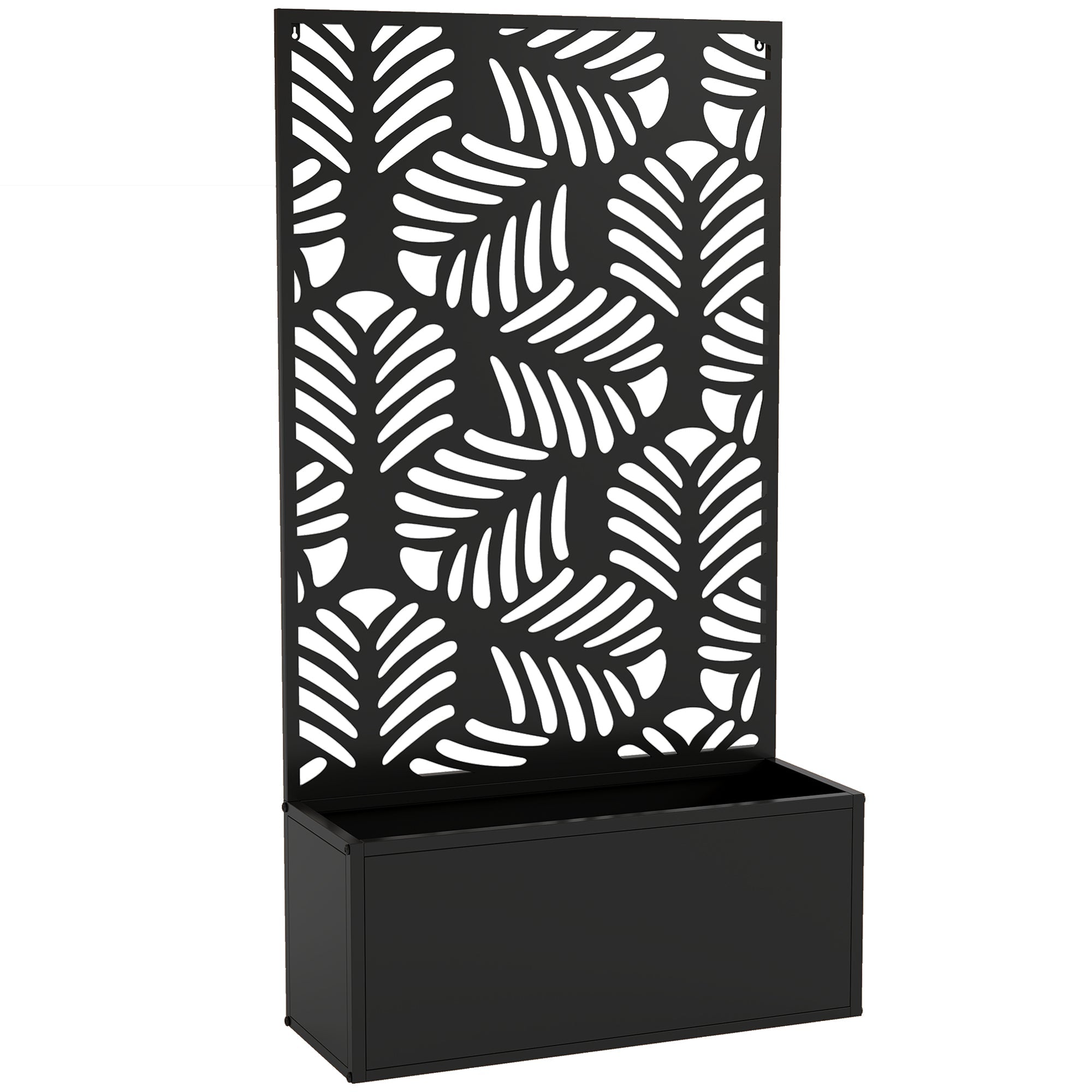 Outsunny Metal Garden Bed for Garden with Trellis, Wall Mounted or Freestanding Raised Planter with Privacy Screen