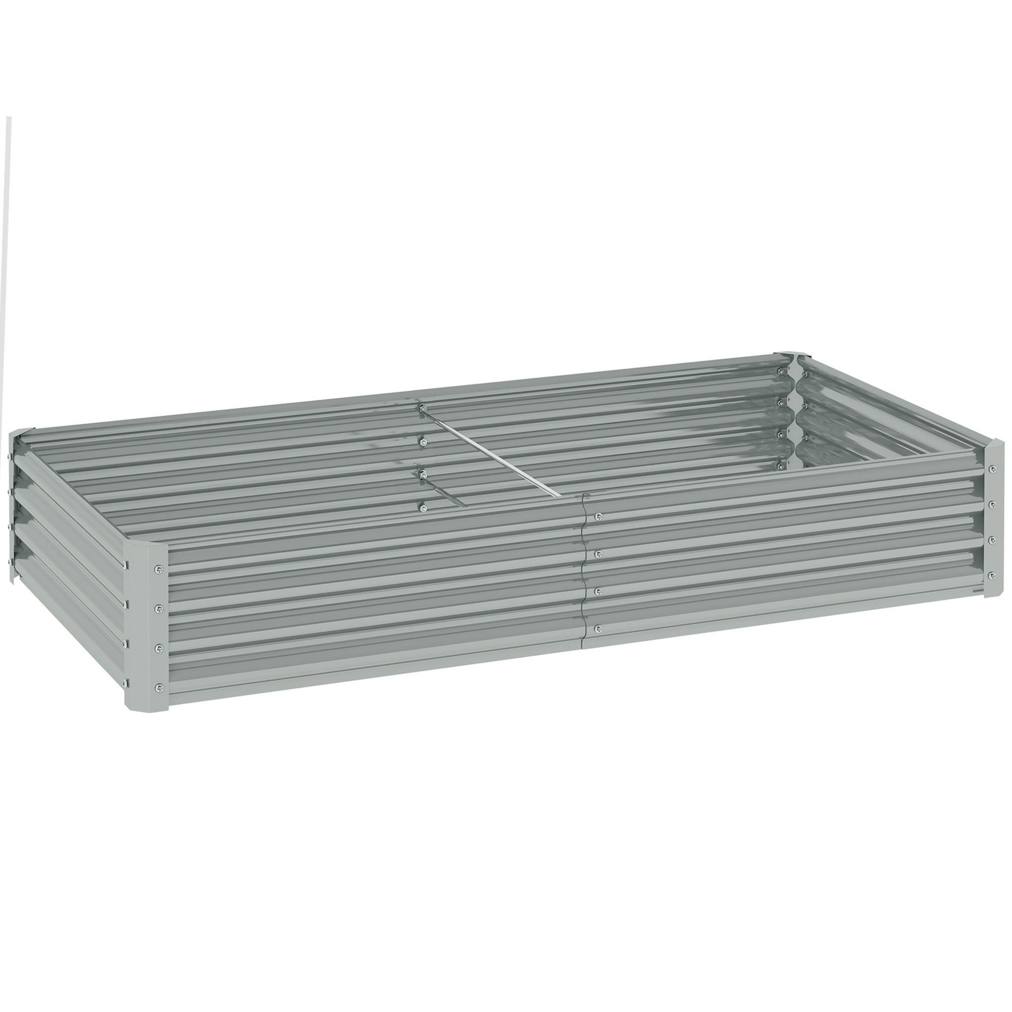 Outsunny 180 x 90cm Galvanised Steel Open Planter - Silver