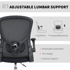 HOMCOM Draughtsman Chair, with Adjustable Lumbar - Black
