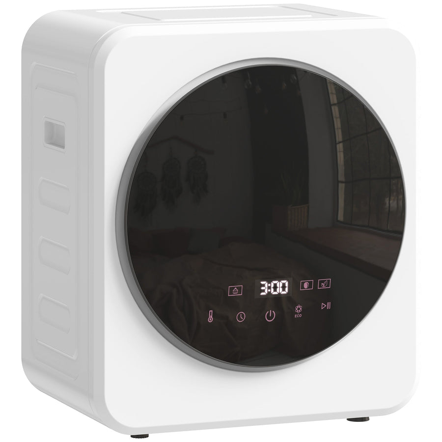 HOMCOM 4kg Vented Tumble Dryer, 800W Compact Freestanding Front Tumble Dryer with Stainless Steel Tub and Customisable Timer, Wall-Mounted Portable Small Clothes Drying Machine, White