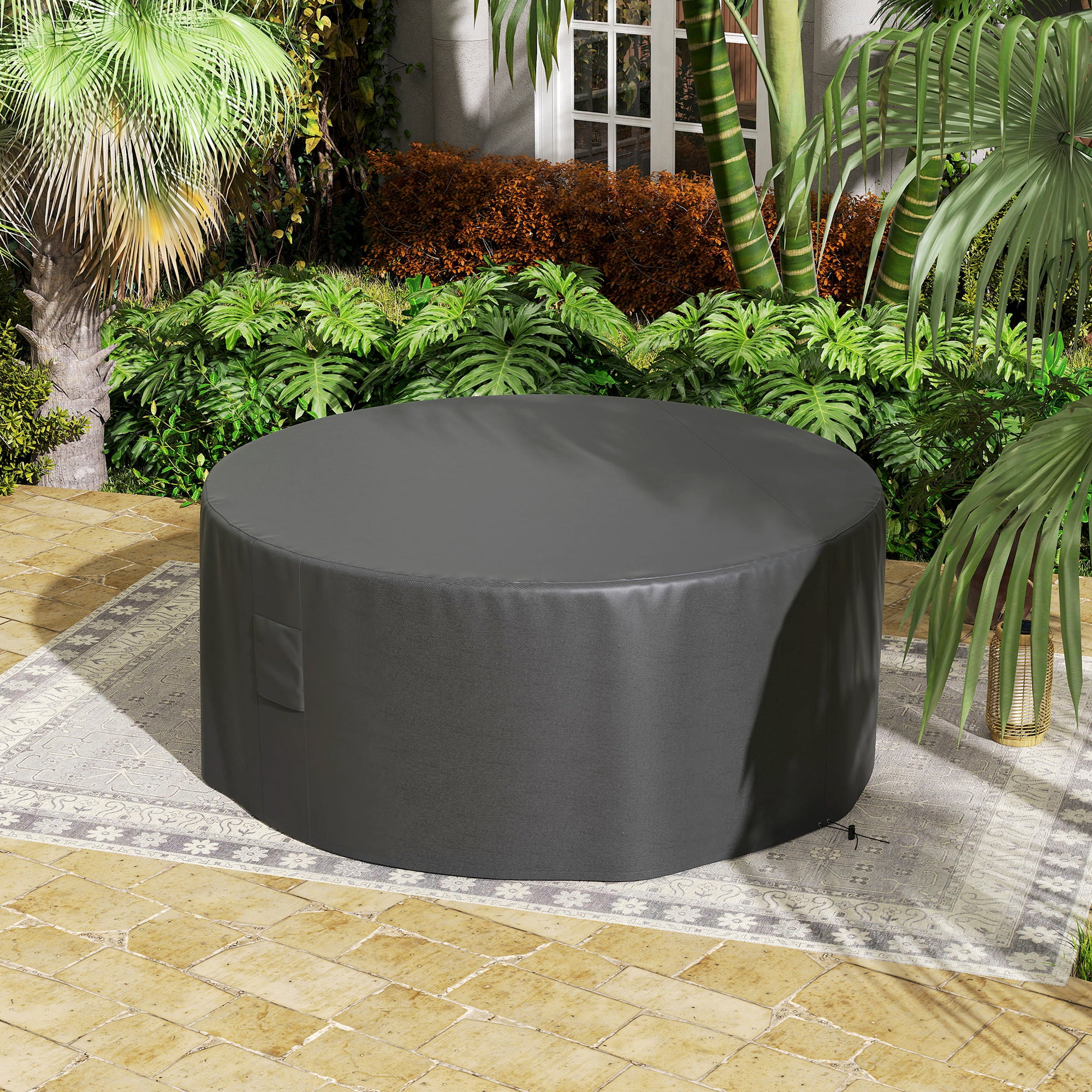 Outsunny Garden Patio Large Furniture Set Round Cover 600D Oxford Waterproof, √ê¬§193 x 80H cm, Black