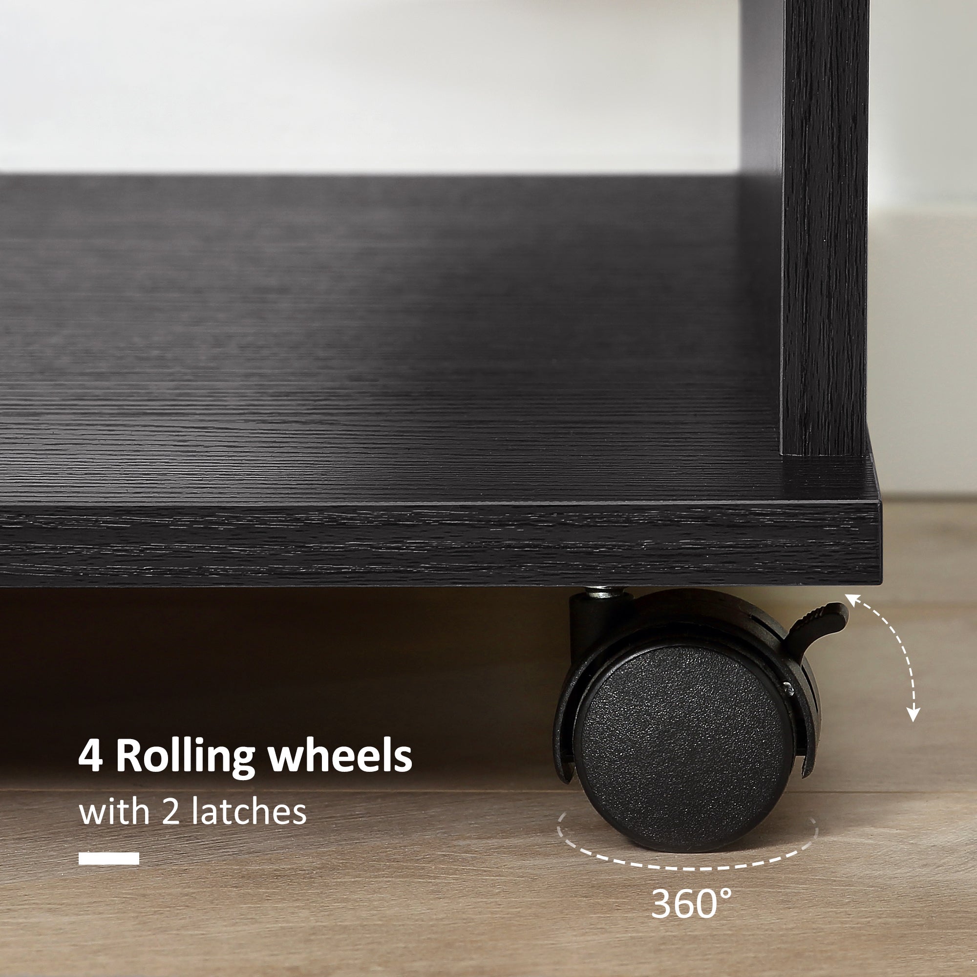 HOMCOM Open Wardrobe on Wheels, Bedroom Wardrobe with Clothes Hanging Rail, 3 Storage Shelves, Mobile Garment Rack for Cloakroom, Hallway, Black