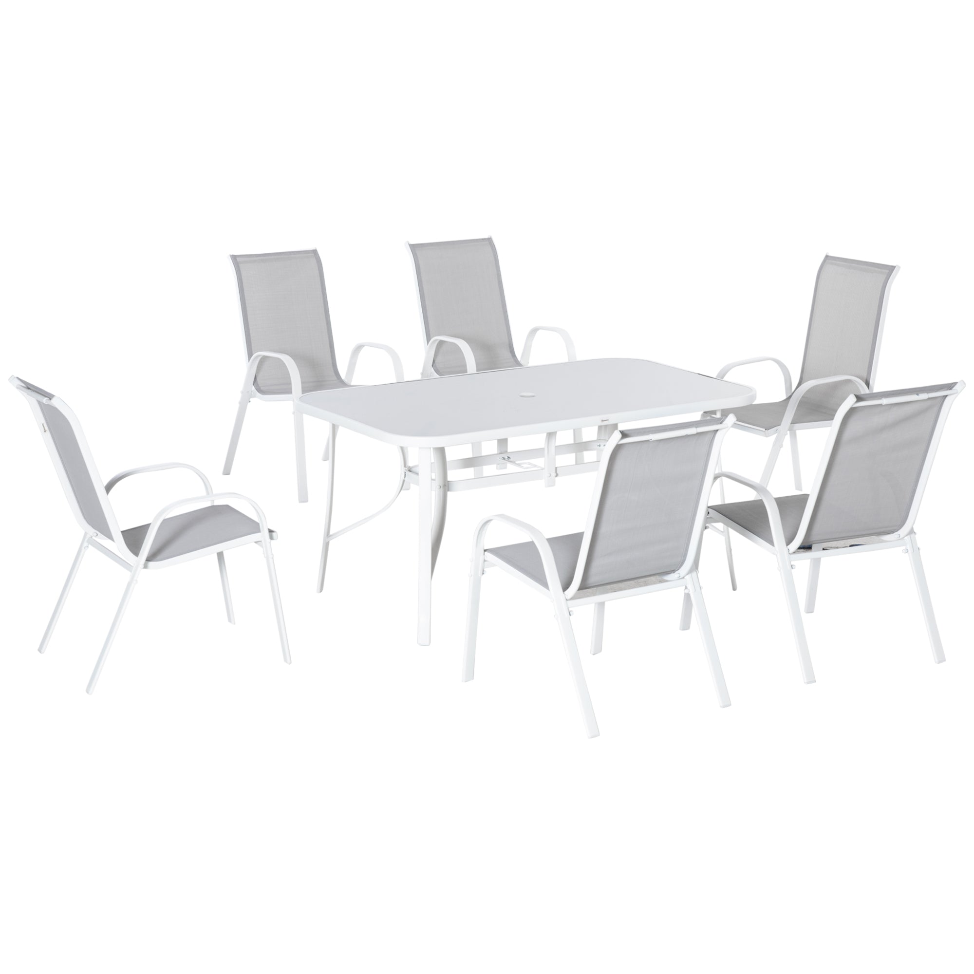 Outsunny Seven-Piece Outdoor Dining Set - Grey