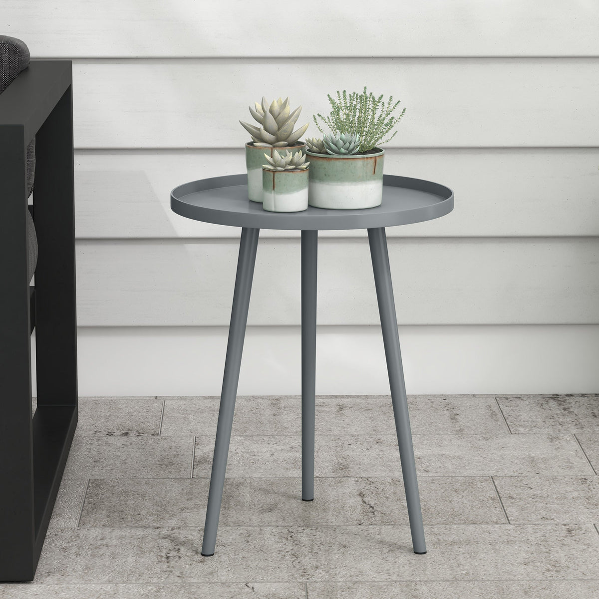Outsunny Round Garden Coffee Table in Grey