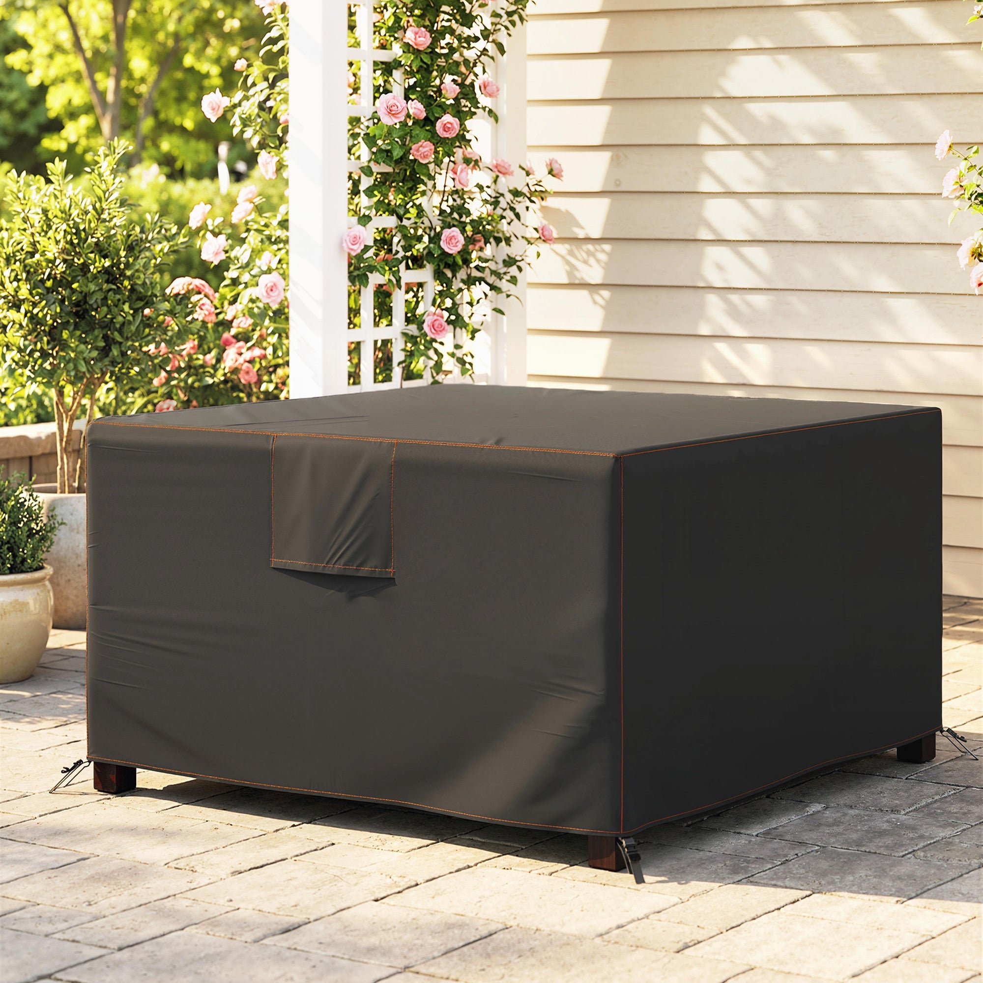 Outsunny Garden Furniture Cover, Waterproof Patio Furniture Cover with Air Vent, 420D Oxford Fabric, 125 x 125 x 74 cm, Black