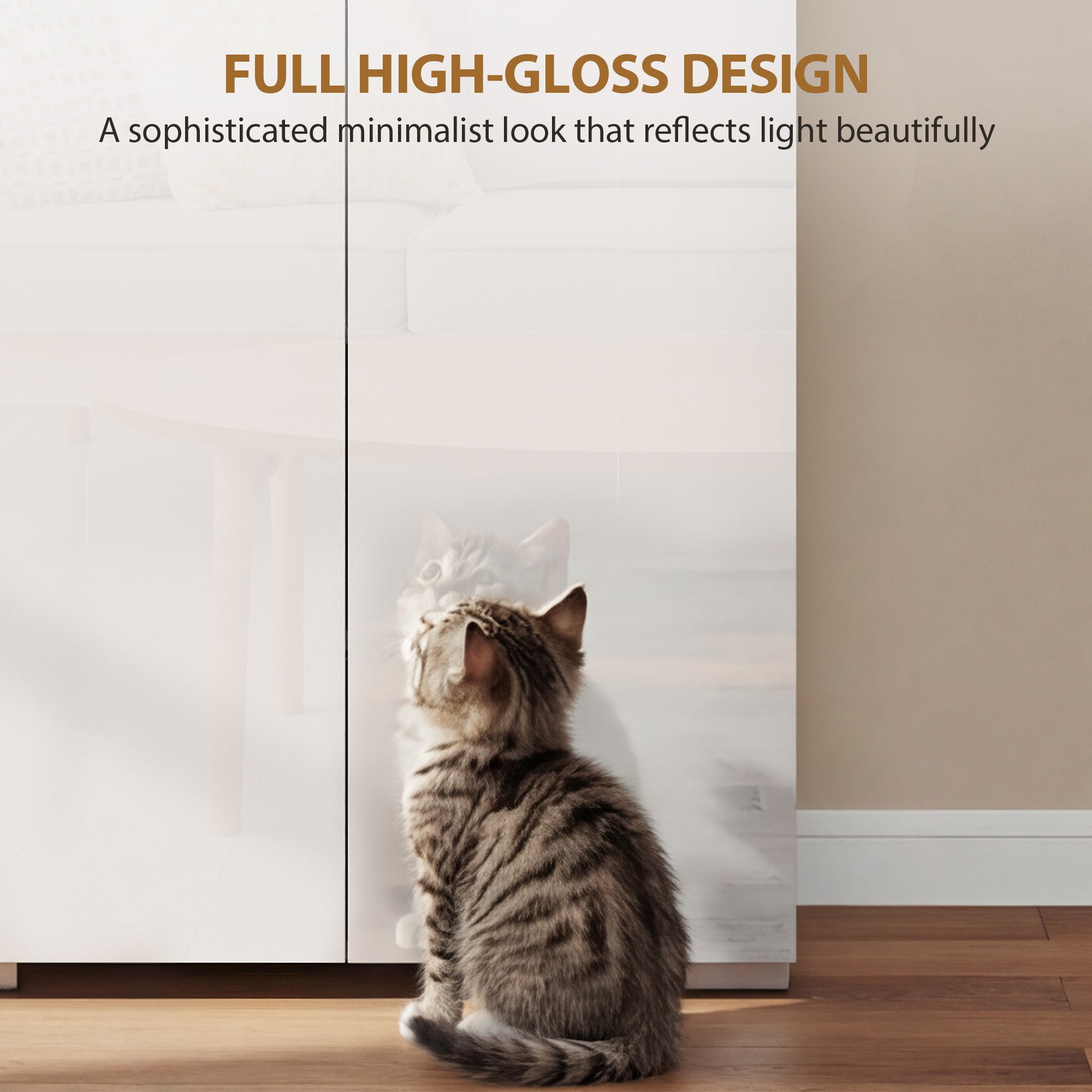 HOMCOM 180 cm Tall Kitchen Cupboard, Pantry Storage Cabinet with Soft Close Doors and Adjustable Shelves, High Gloss White