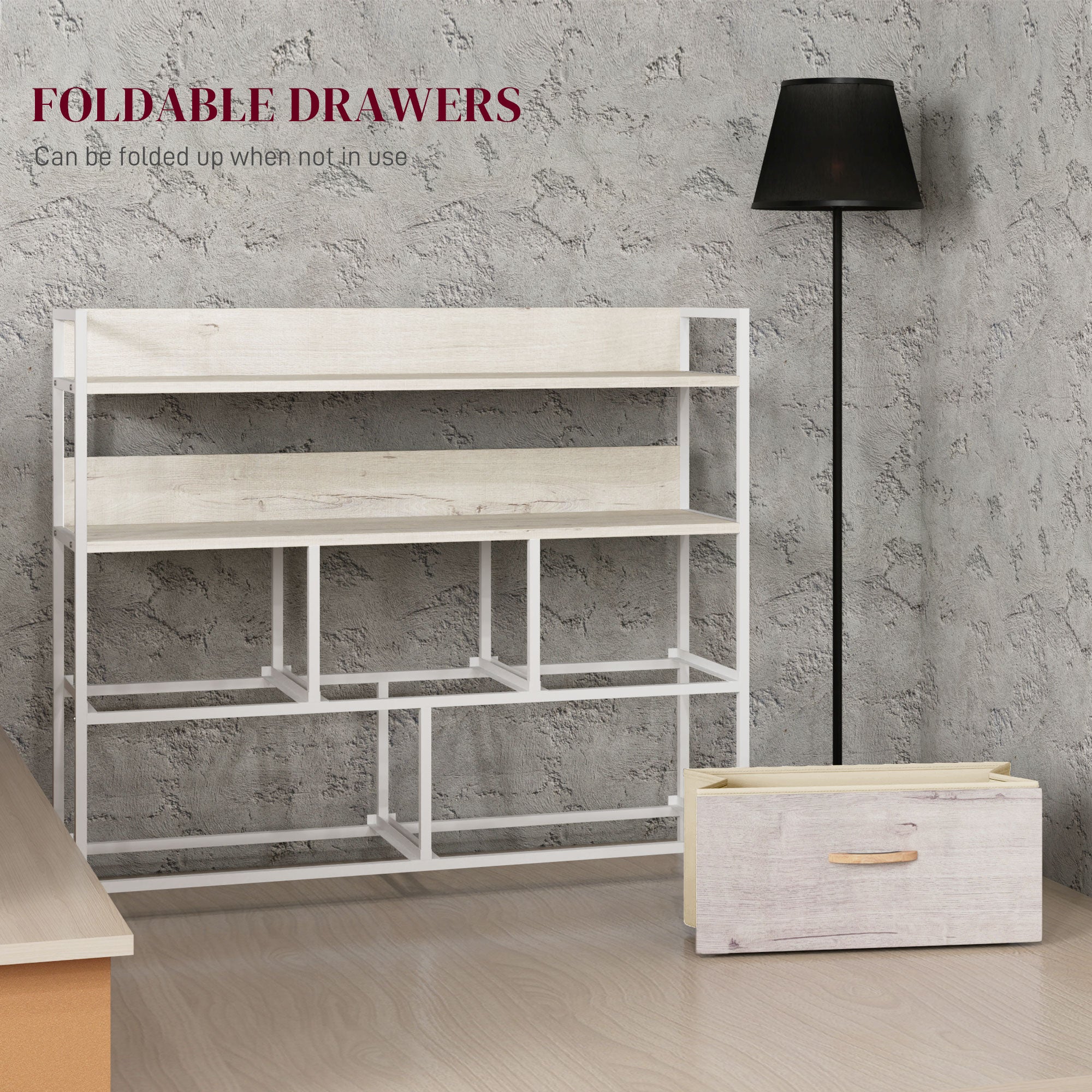 HOMCOM Rustic Chest of Five Fabric Drawers - Natural