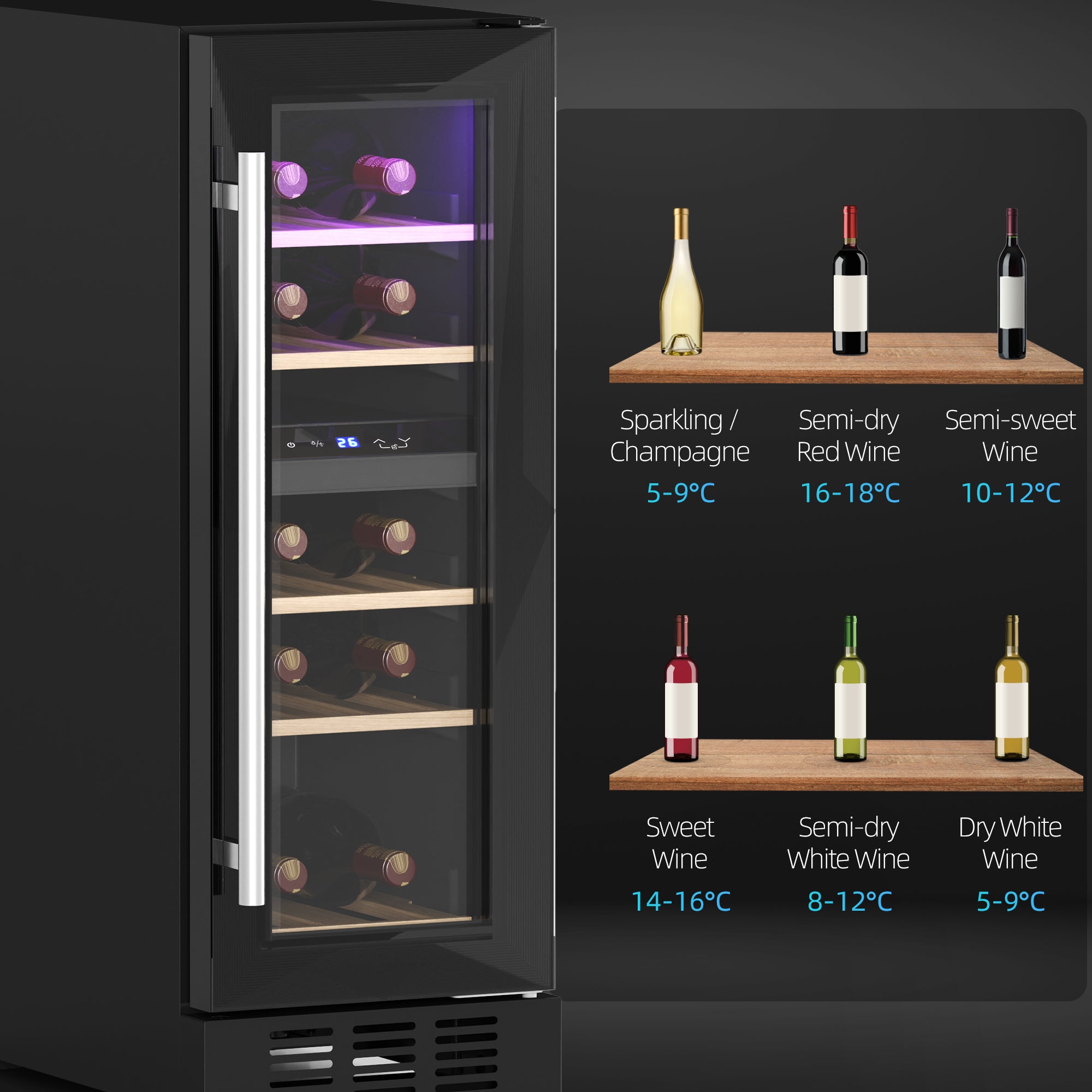 HOMCOM 16 Bottle Dual Zone 5-18√¢‚Äû∆í Wine Fridge - Black