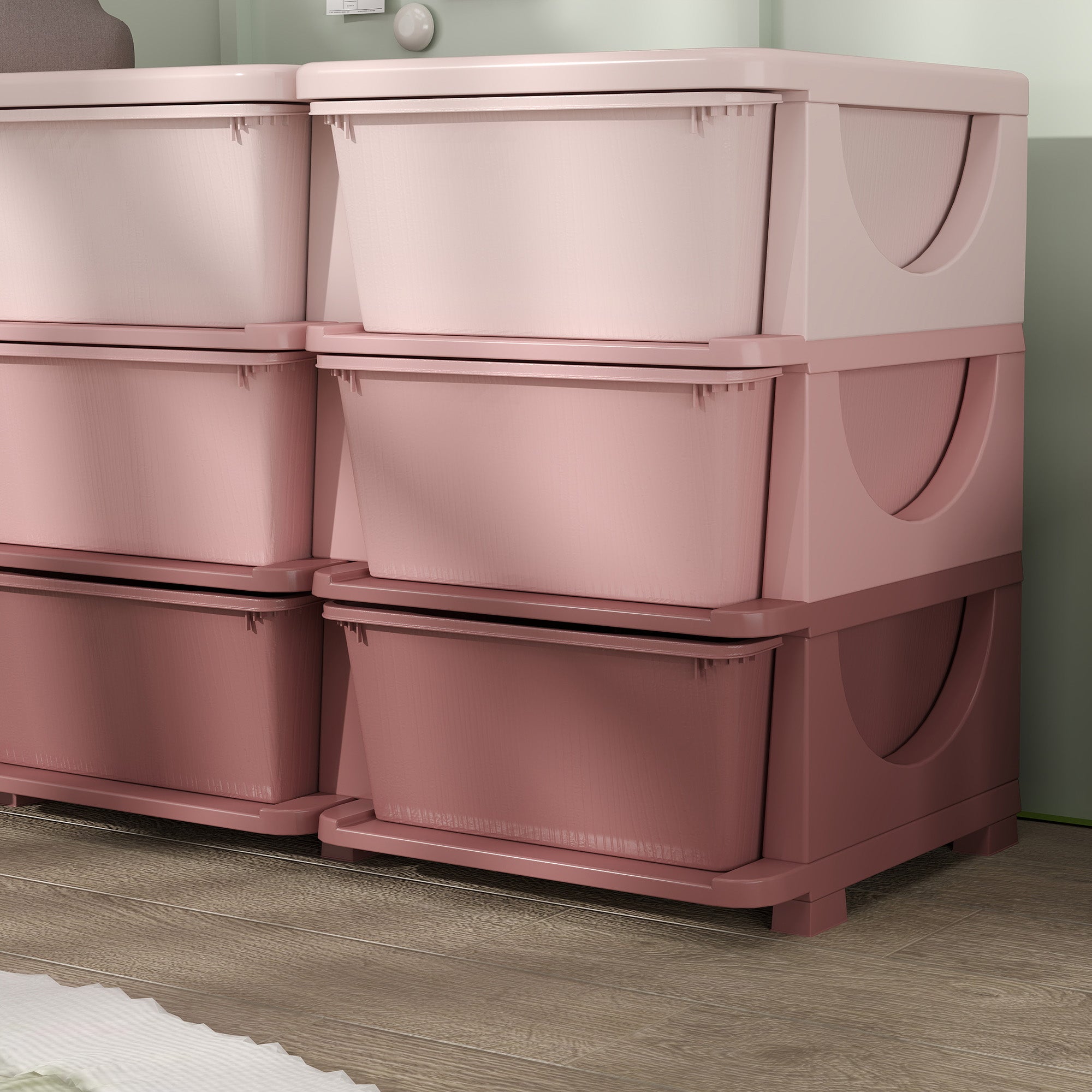 HOMCOM Kids Storage Unit, with Nine Drawers - Pink