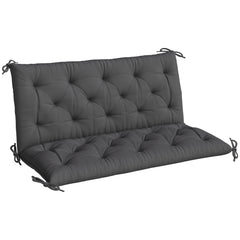 Outsunny Garden Bench Cushion, 2 Seater Swing Chair Cushion, Seat Pad with Ties for Indoor and Outdoor Use, 110 x 120 cm, Black
