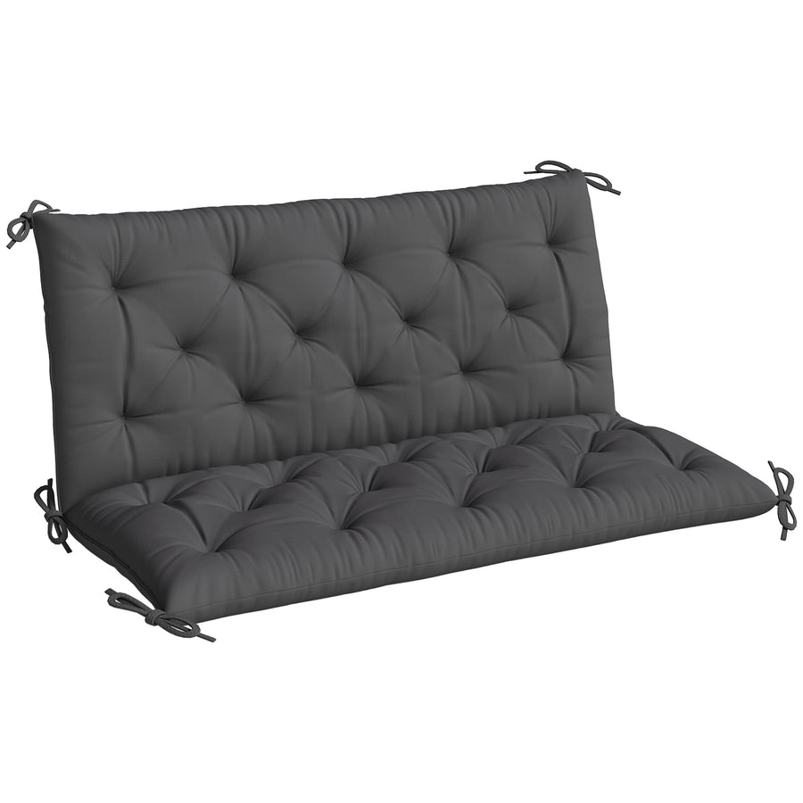 Outsunny Garden Bench Cushion, 2 Seater Swing Chair Cushion, Seat Pad with Ties for Indoor and Outdoor Use, 110 x 120 cm, Black