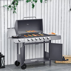 Outsunny Seven-Burner Gas BBQ Grill in Grey