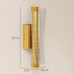 HOMCOM Led Wall Lamp 2 Pack, 9W Modern Indoor Geometric Mesh Wall Light, Colour Temperature Adjustable 3000K/4000K/6500K for Bedroom, Living Room, Hallway, Stairs, Gold Tone