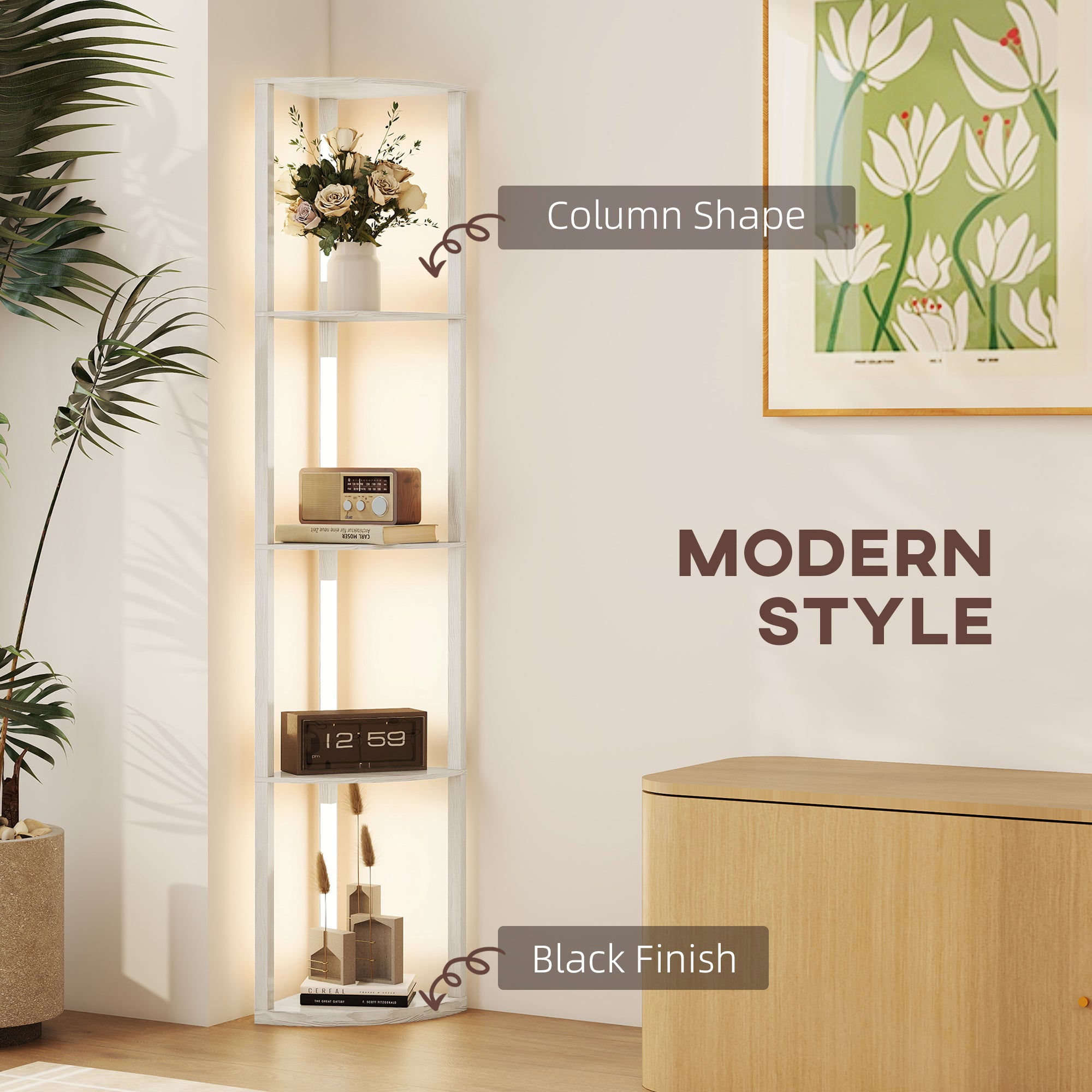 HOMCOM Three-Tier Corner Floor Lamp