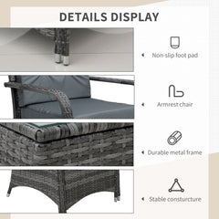Outsunny 2-Seater Rattan Table & Chair, Bistro Garden Furniture Set Wicker Table for Small Patio, Waterproof Cover Included