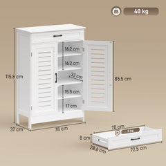 HOMCOM Shoe Cabinet with Louvered Doors, Modern Shoe Storage Cabinet with Drawer and Adjustable Shelves, White