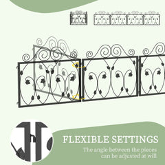 Outsunny Set of Four 57cm Leaf Scroll Metal Fence Panels - Black - product image 5