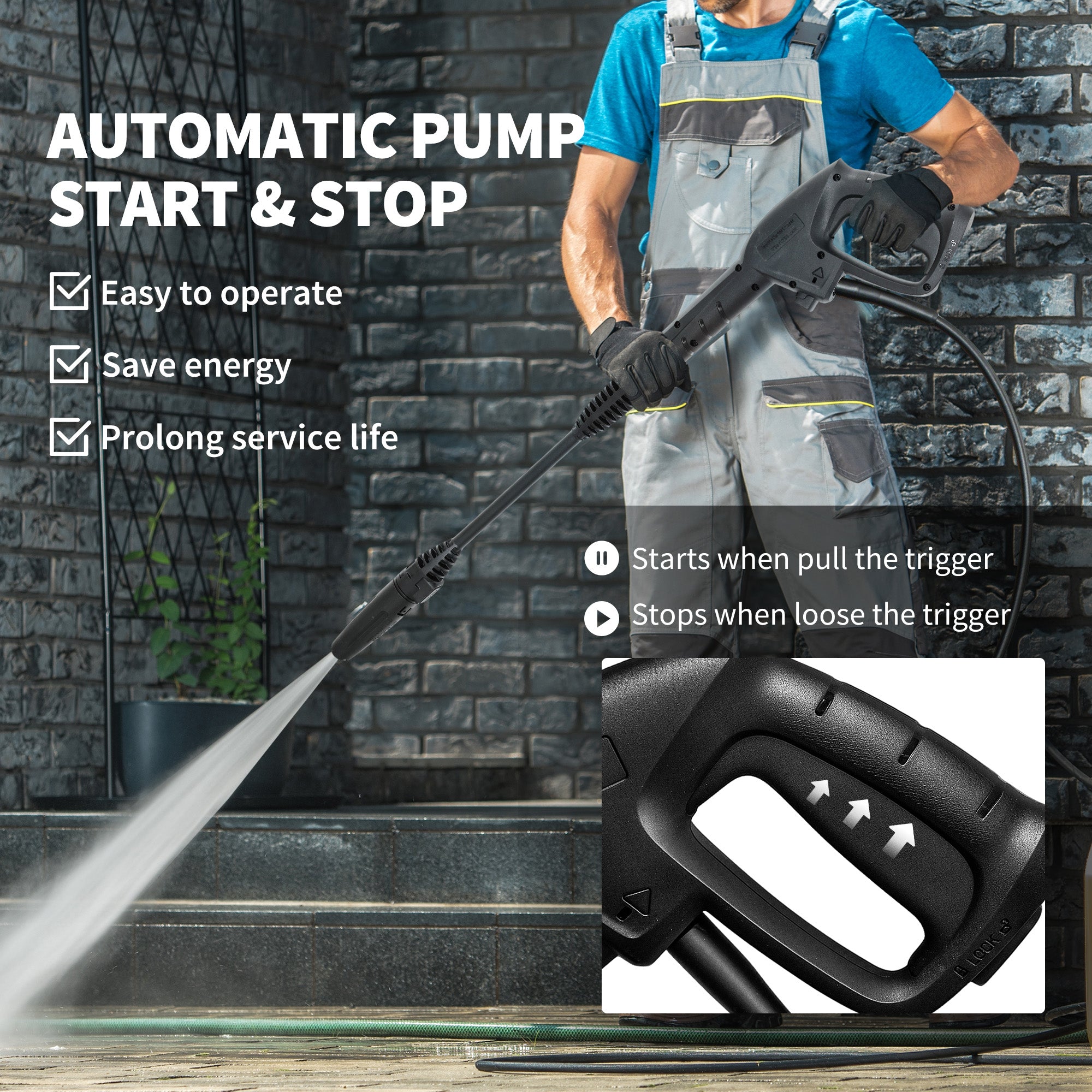 Outsunny 1800W 150-Bar Pressure Washer, with Adjustable Nozzle - Blue