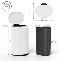HOMCOM 30 L Modern Curved Kitchen Bin - Cream
