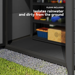 Outsunny 6'x4.5' Garden Storage Shed, Lockable Garden Shed with Double Doors, Window, Vent and Plastic Roof, Dark Grey
